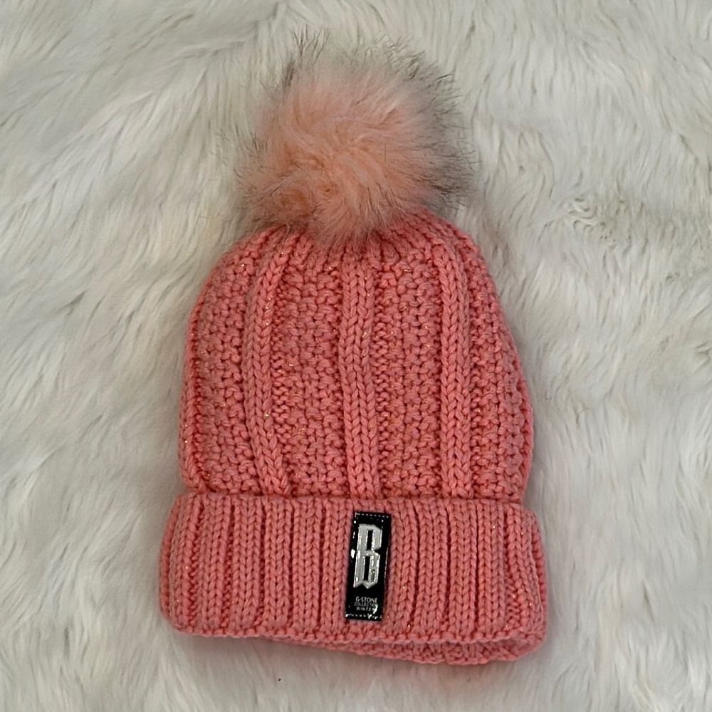 B Sport Sparkly Pink Fleece Lined Hat